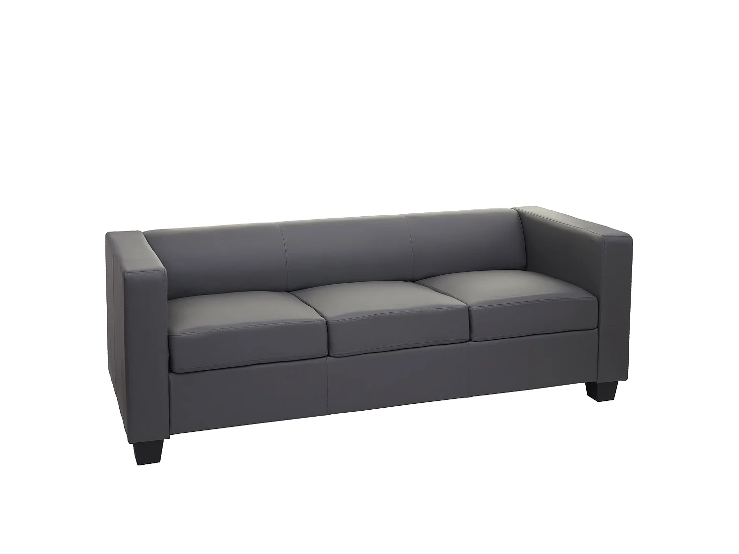Sofa 3-osobowa Lille,  imitacja skóry, ciemnoszary