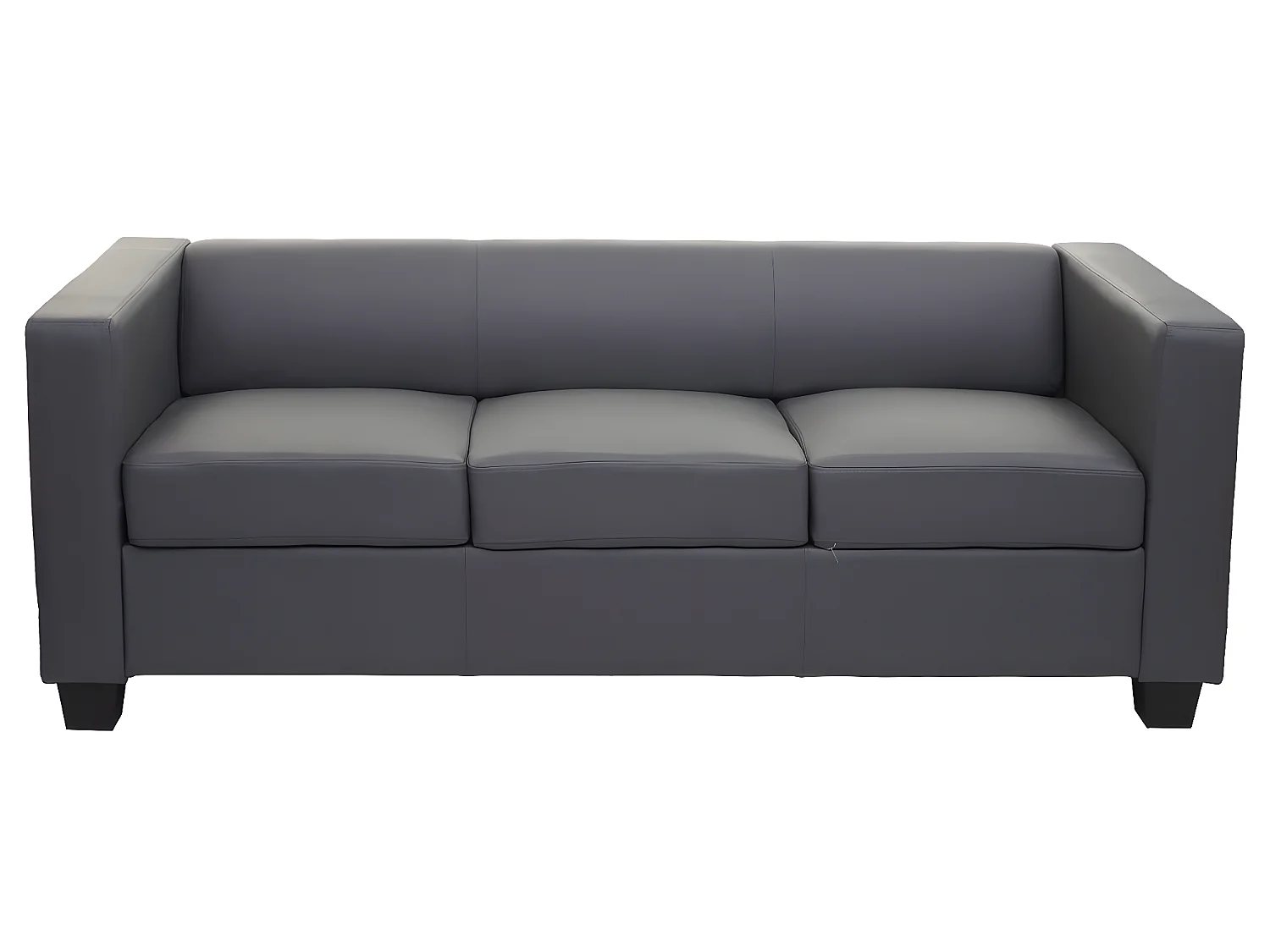 Sofa 3-osobowa Lille,  imitacja skóry, ciemnoszary