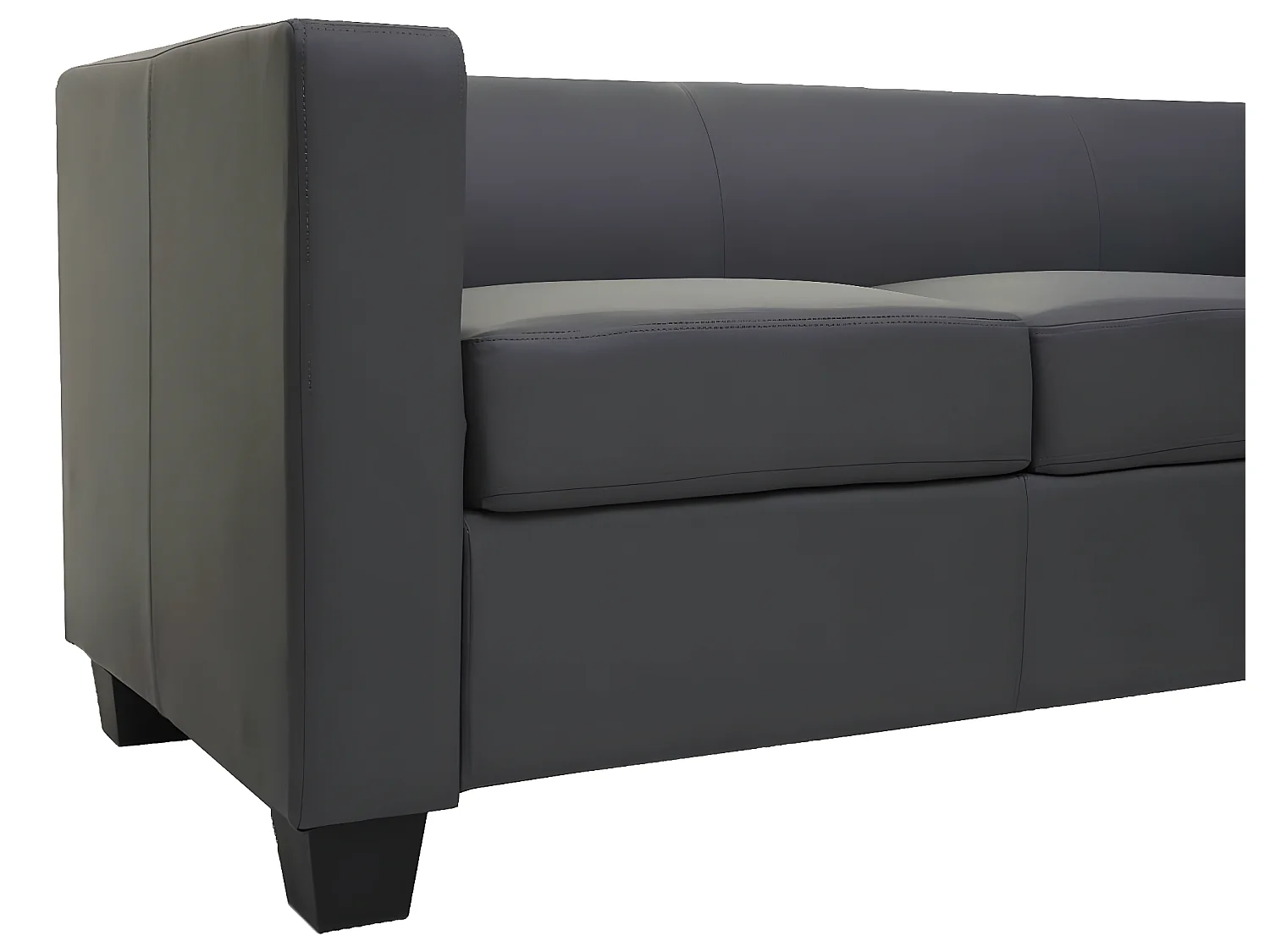 Sofa 3-osobowa Lille,  imitacja skóry, ciemnoszary
