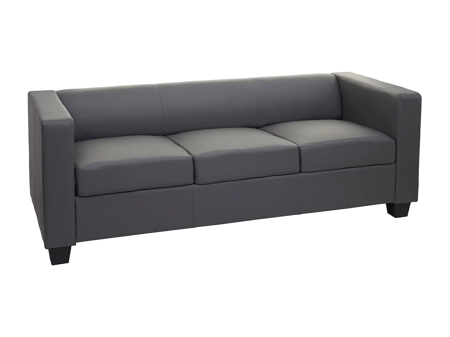 Sofa 3-osobowa Lille,  sztuczna skóra, ciemnoszara