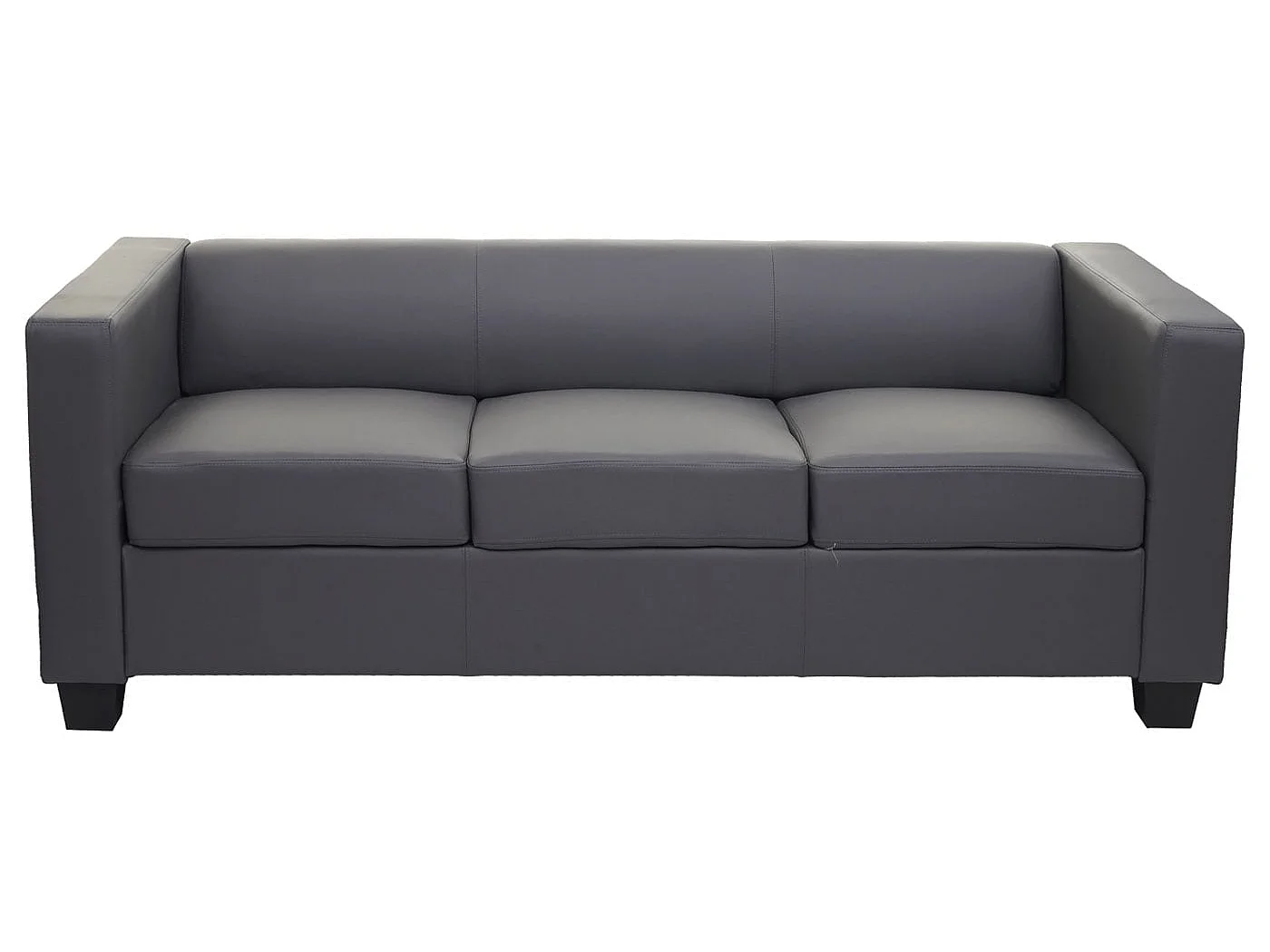 Sofa 3-osobowa Lille,  sztuczna skóra, ciemnoszara