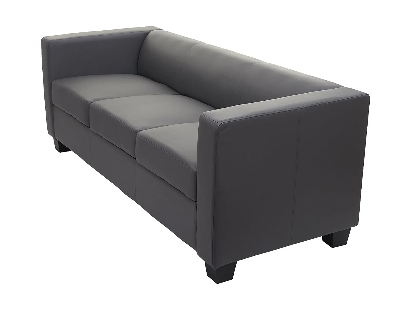 Sofa 3-osobowa Lille,  sztuczna skóra, ciemnoszara