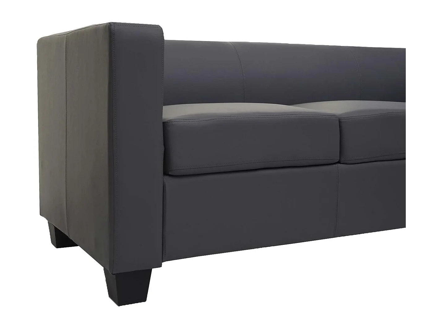 Sofa 3-osobowa Lille,  sztuczna skóra, ciemnoszara