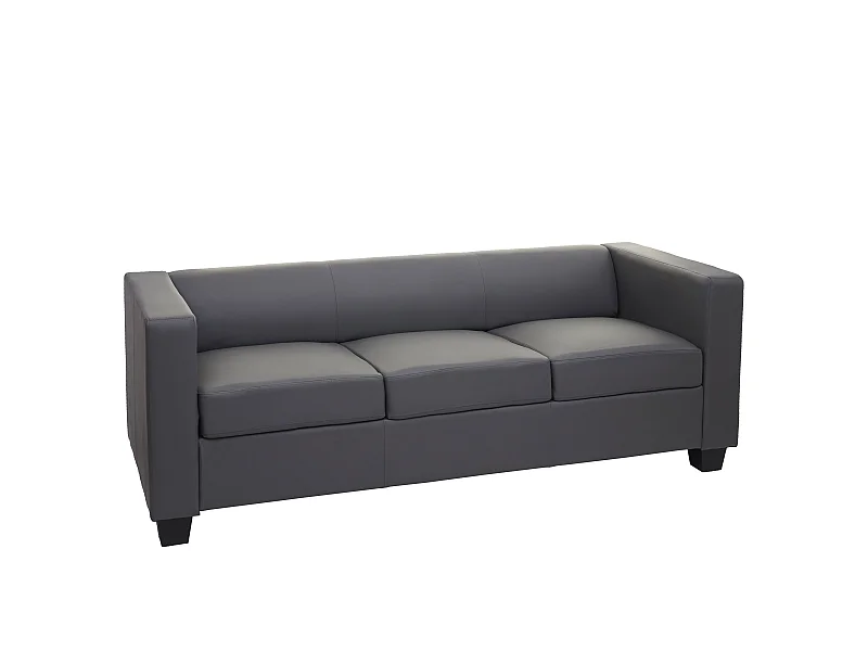 3er Sofa Lille, Kunstleder, dunkelgrau