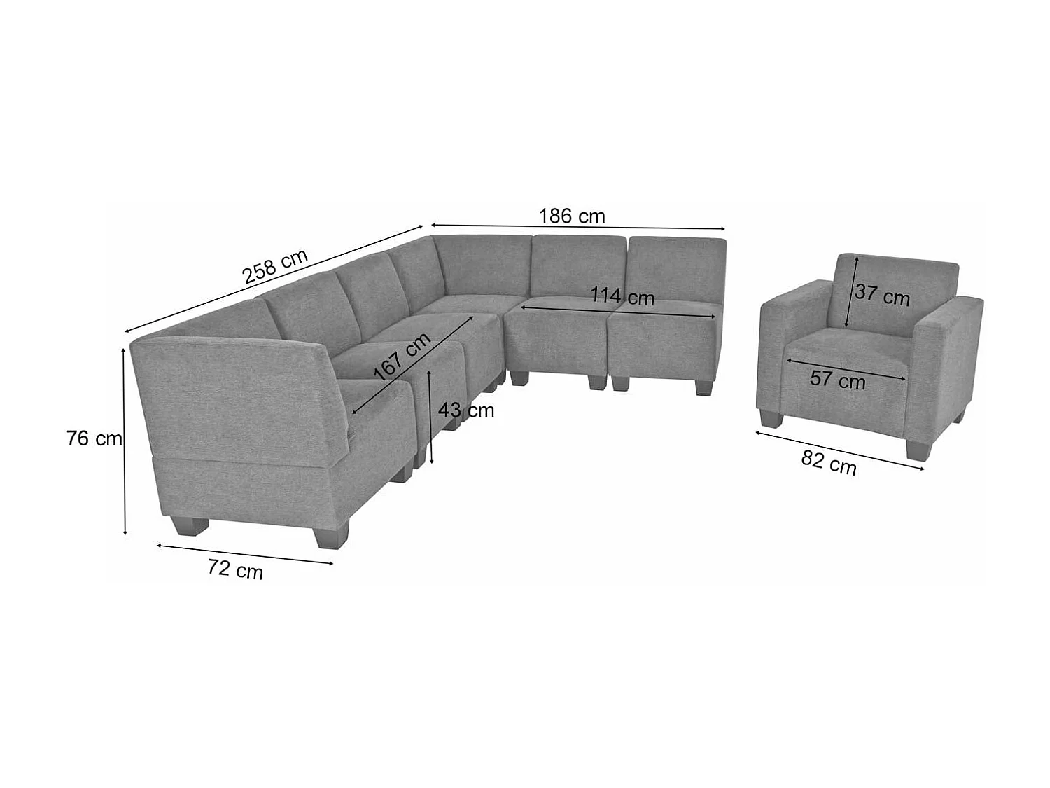 Sofa-systeem Moncalieri (7-delig),  bruin
