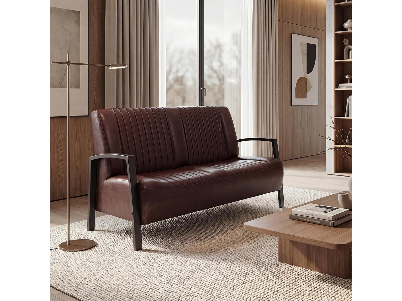 2er Sofa MCW-H10, Vintage braun