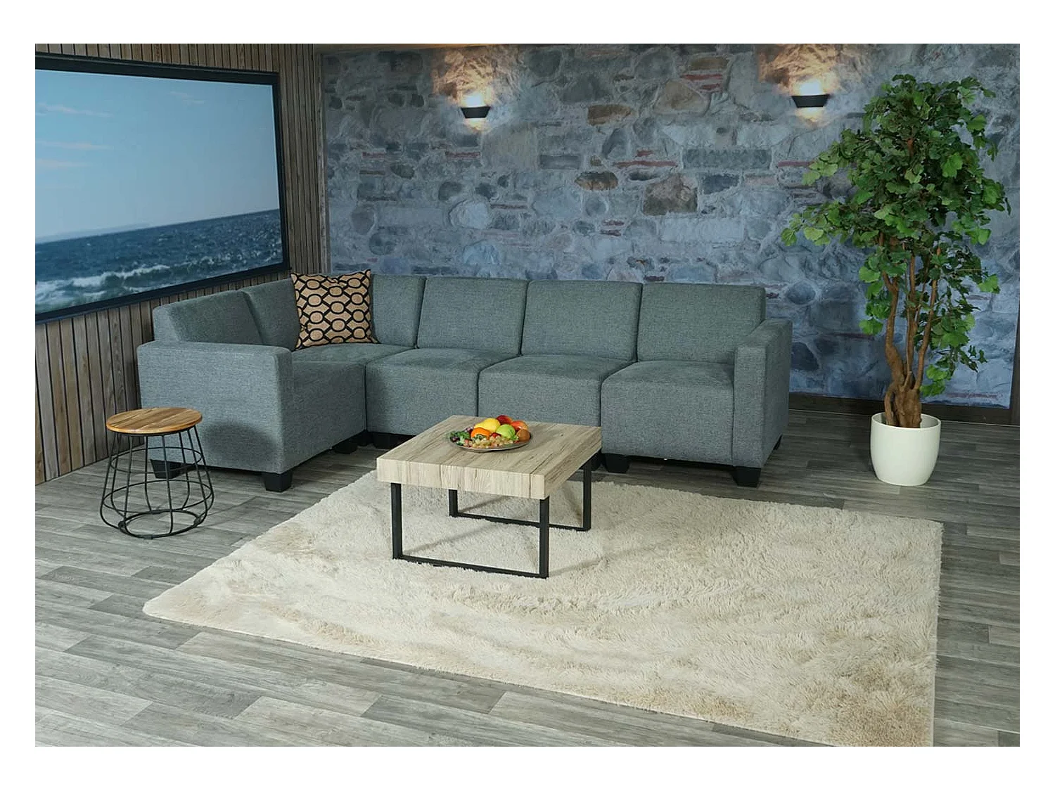 Système de canapé Ensemble de canapés Moncalieri,  gris