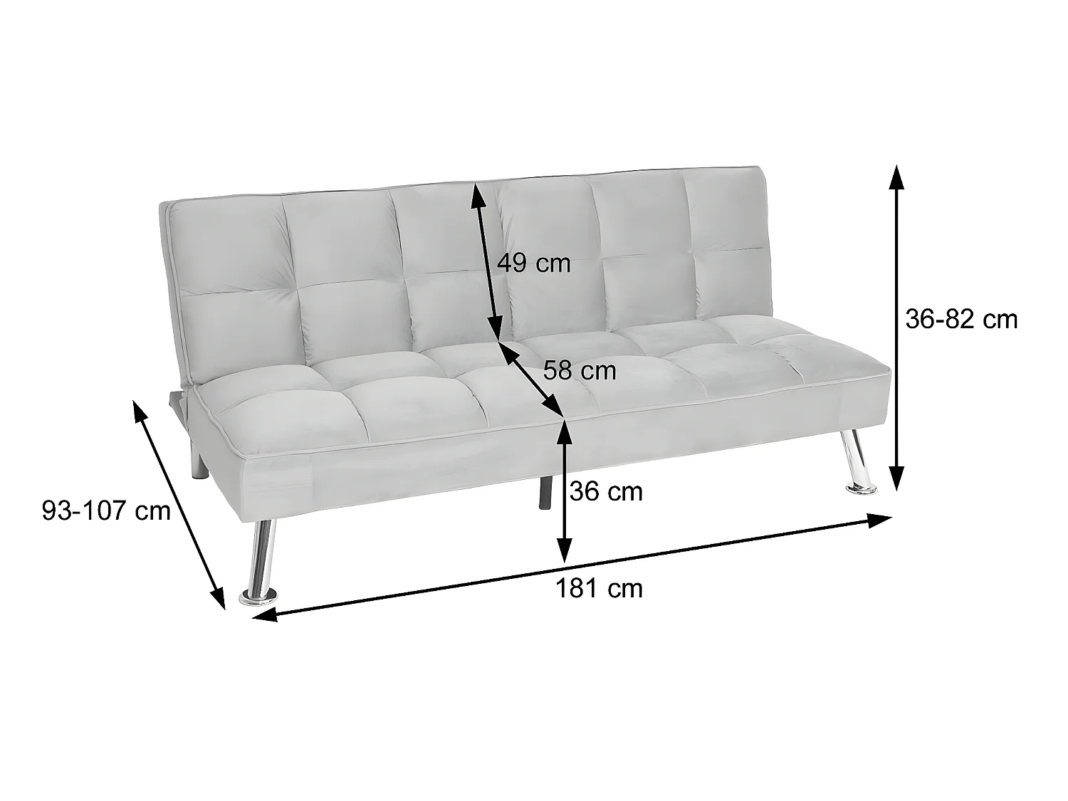 Bank MCW-K21,  fluweel, grijs
