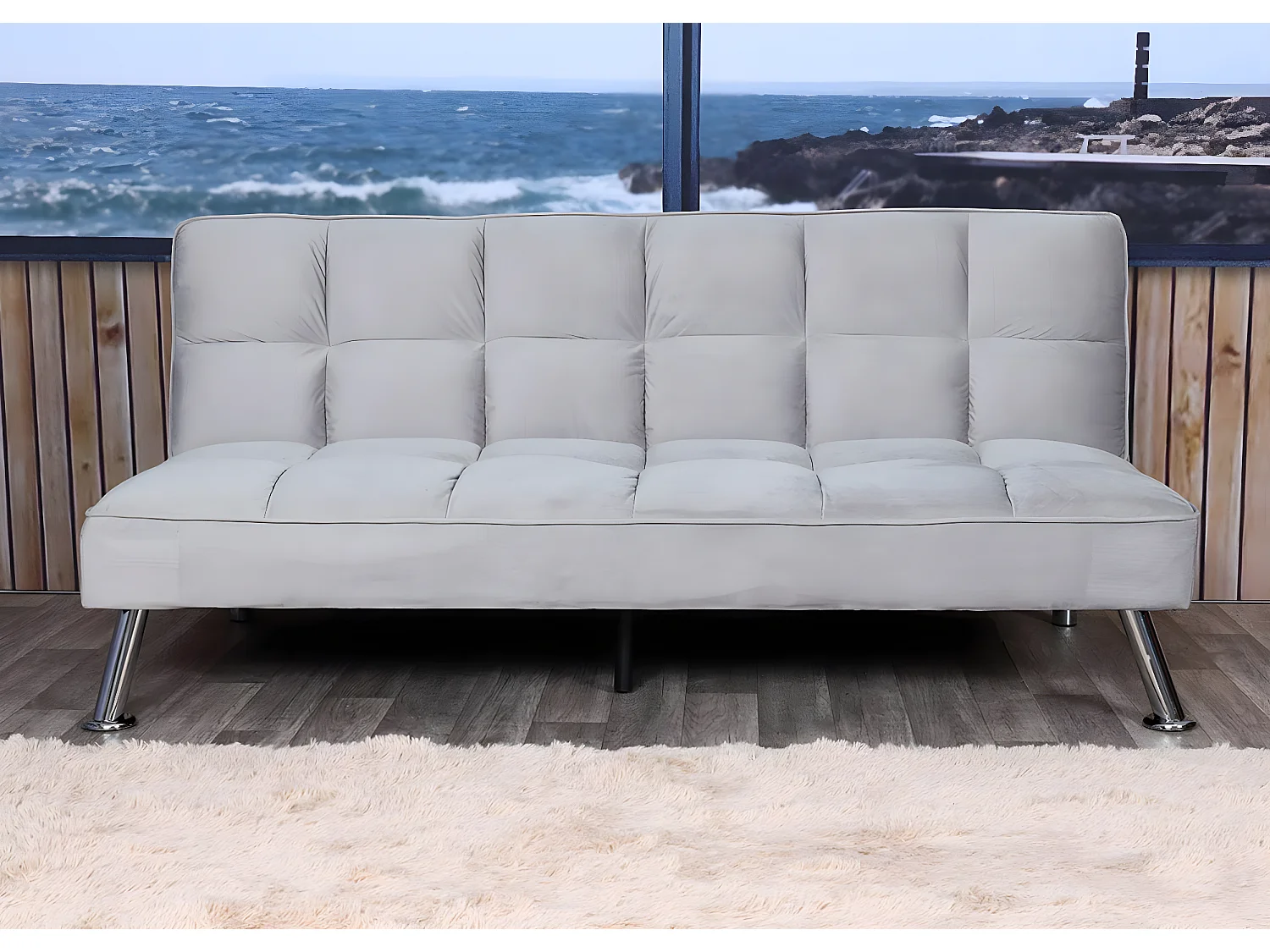 Sofa MCW-K21,  aksamit, szary