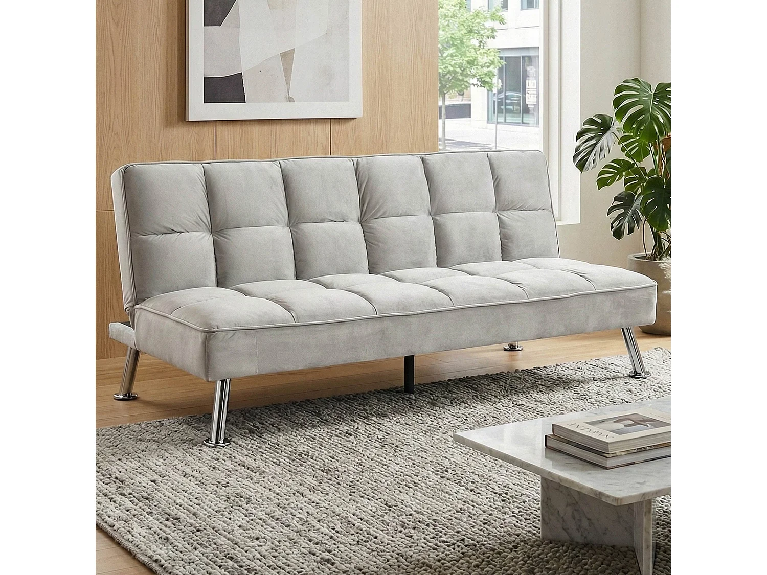 Sofa MCW-K21,  aksamit, szary