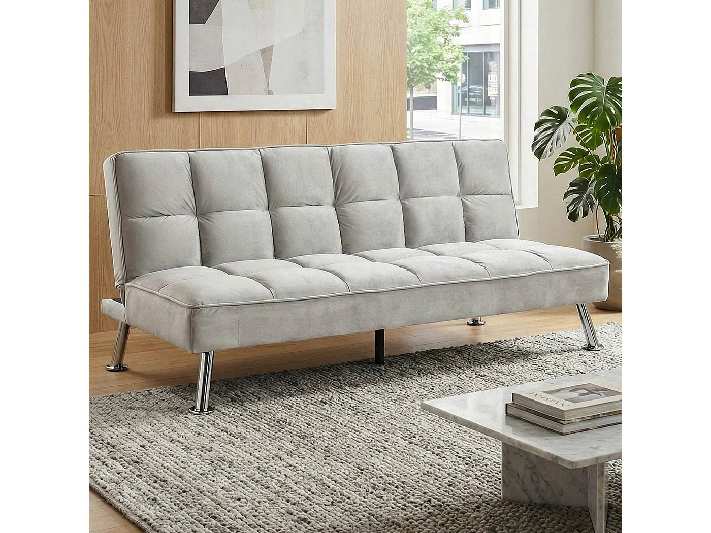 Sofa MCW-K21,  aksamit, szary