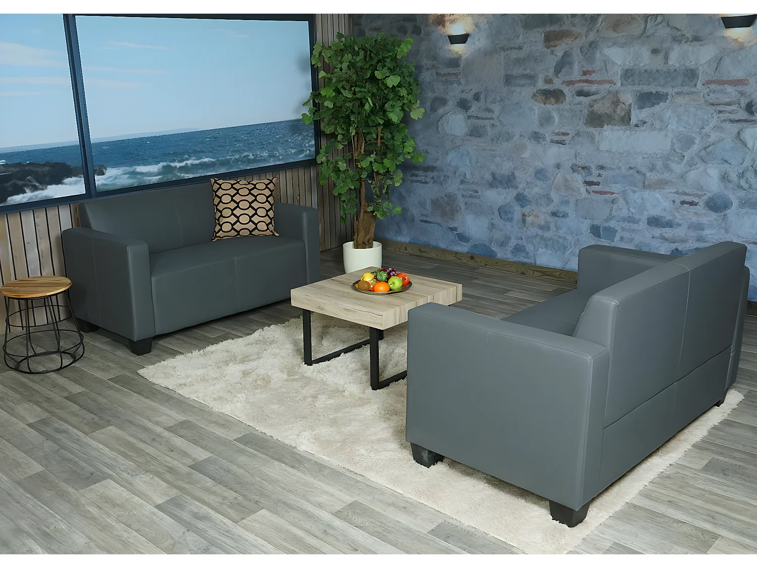 Moncalieri bankstel (set van 2),  donkergrijs