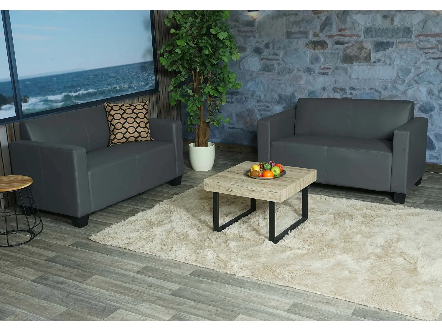 Sofa-Garnitur Moncalieri (2er-Set), Dunkelgrau