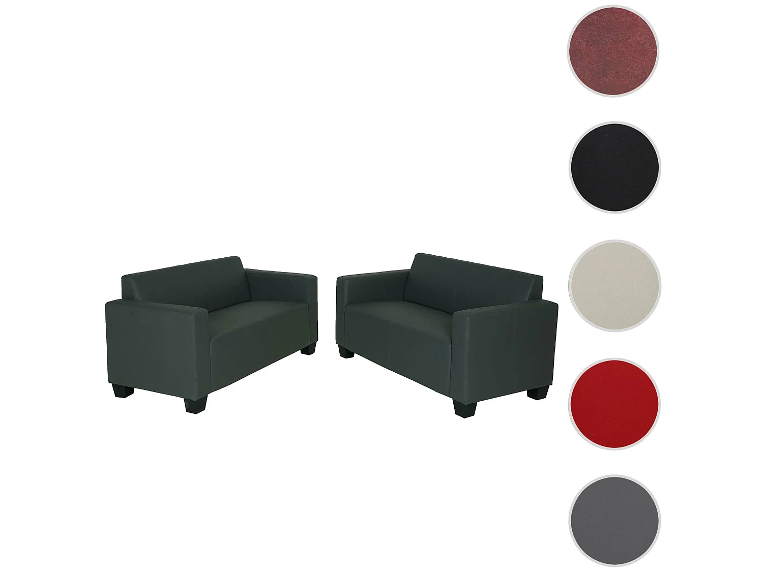 Sofa-Garnitur Moncalieri (2er-Set), Dunkelgrau