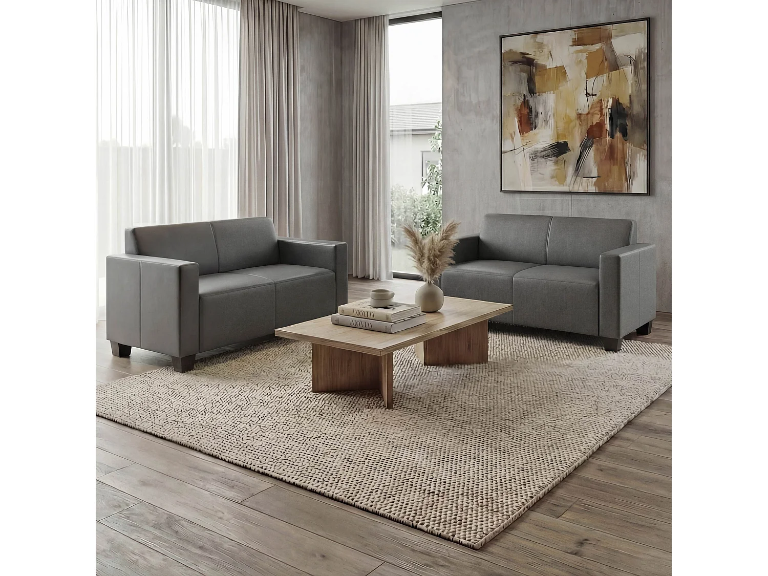 Sofa-Garnitur Moncalieri (2er-Set), Dunkelgrau