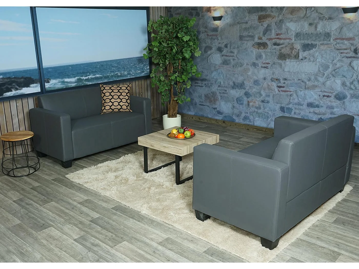 Sofa-Garnitur Moncalieri (2er-Set), Dunkelgrau