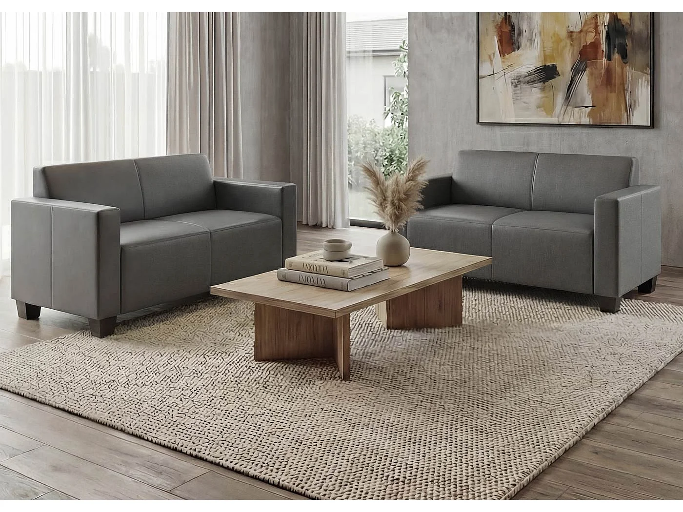 Sofa-Garnitur Moncalieri (2er-Set), Dunkelgrau