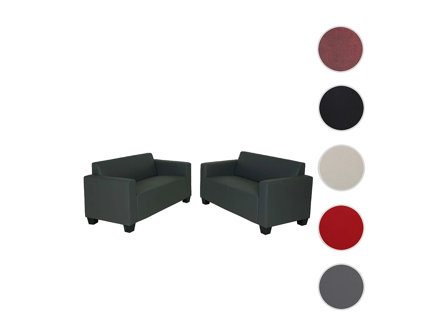 Sofa-Garnitur Moncalieri (2er-Set), Dunkelgrau