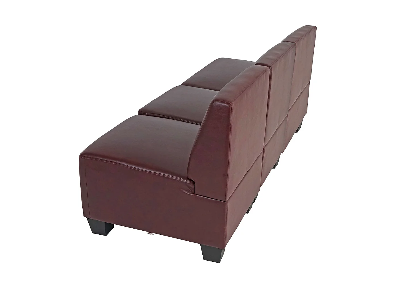 Salotto modulare componibile lounge moderno Lione N71 ecopelle divano 3 posti senza braccioli bordeaux