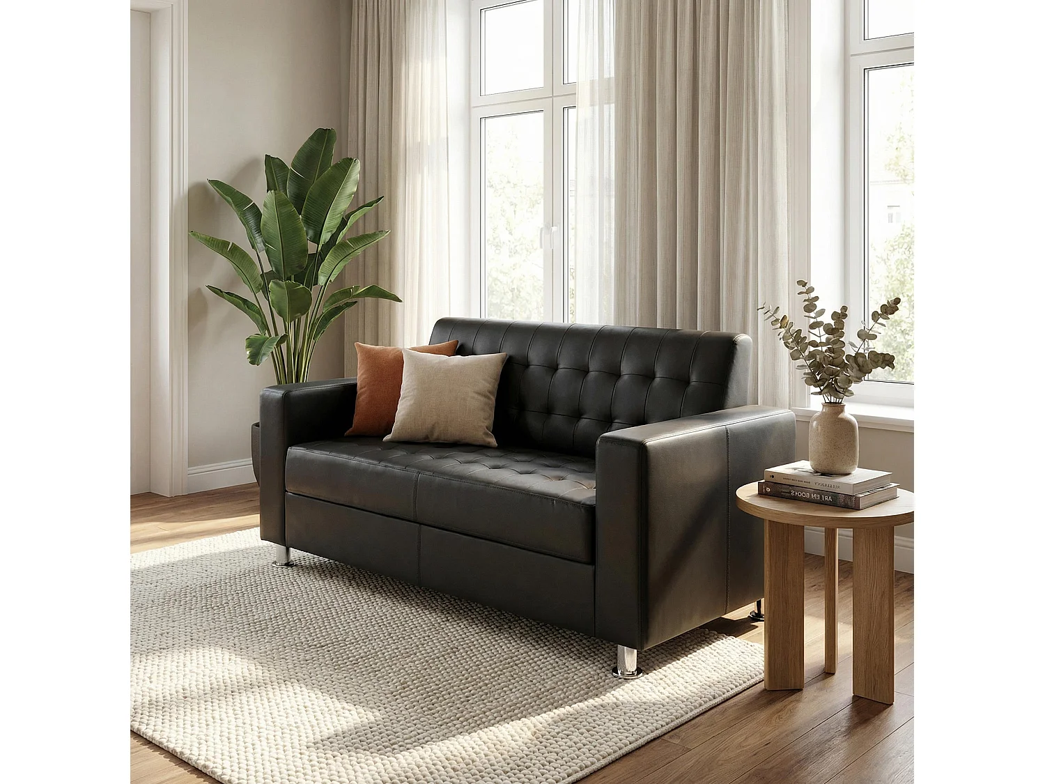 Sofa dwuosobowa Pori,  czarna