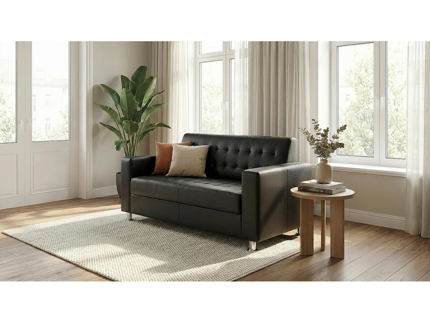 Sofa dwuosobowa Pori,  czarna