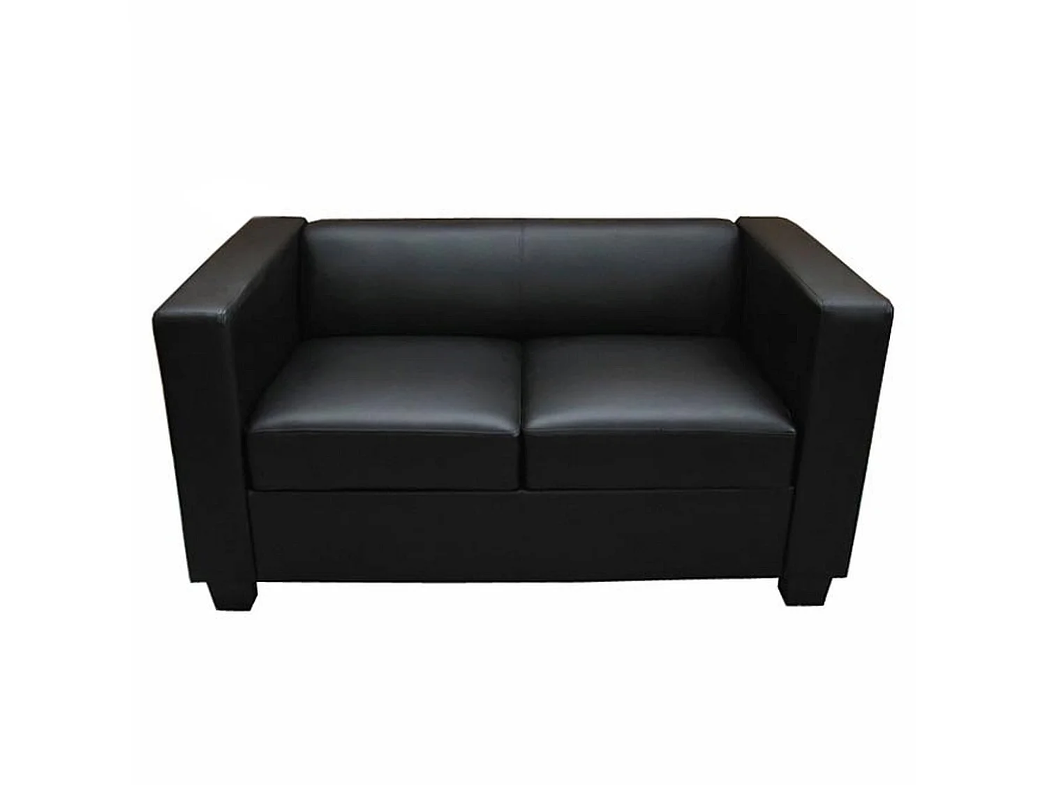Sofa 2-osobowa Lille,  imitacja skóry, czarny