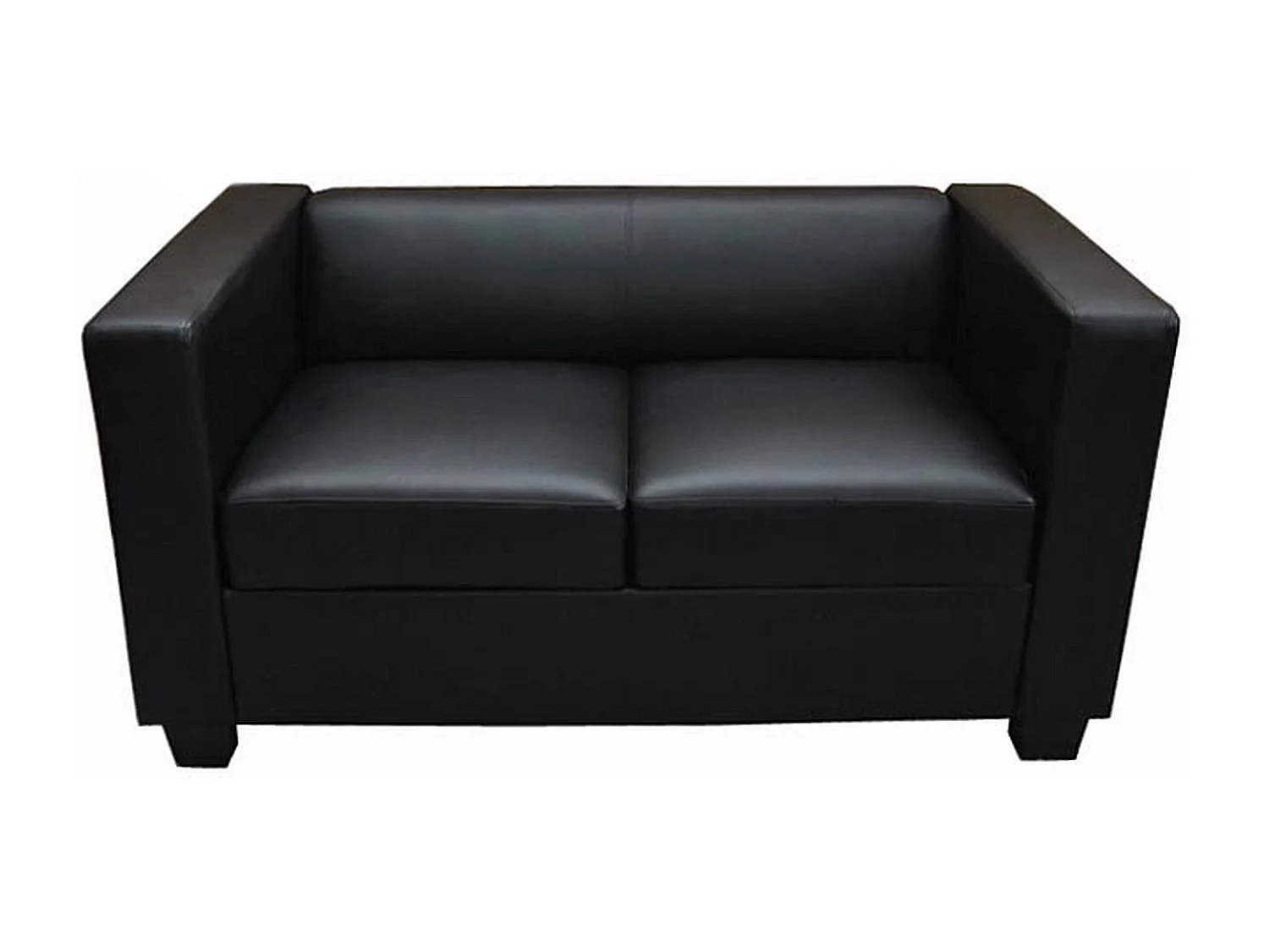 Divano sofa 2 posti lounge moderno elegante serie Lille M65 75x137x70cm ~ ecopelle nero