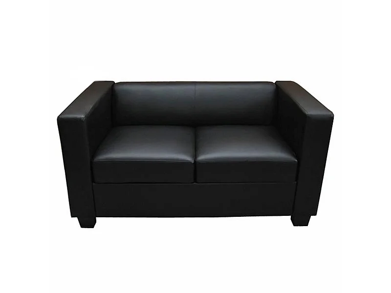 Sofa 2-osobowa Lille,  imitacja skóry, czarny