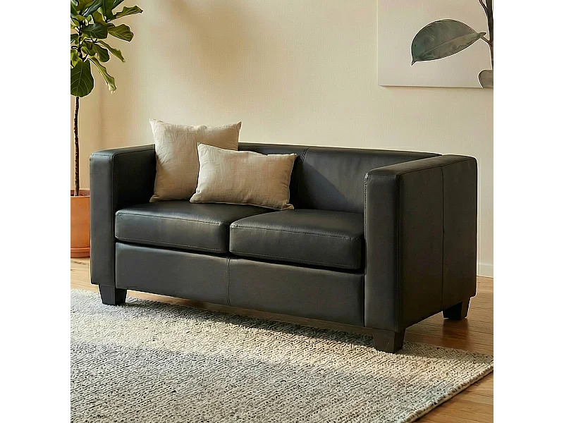 2er Sofa Lille, Kunstleder, schwarz