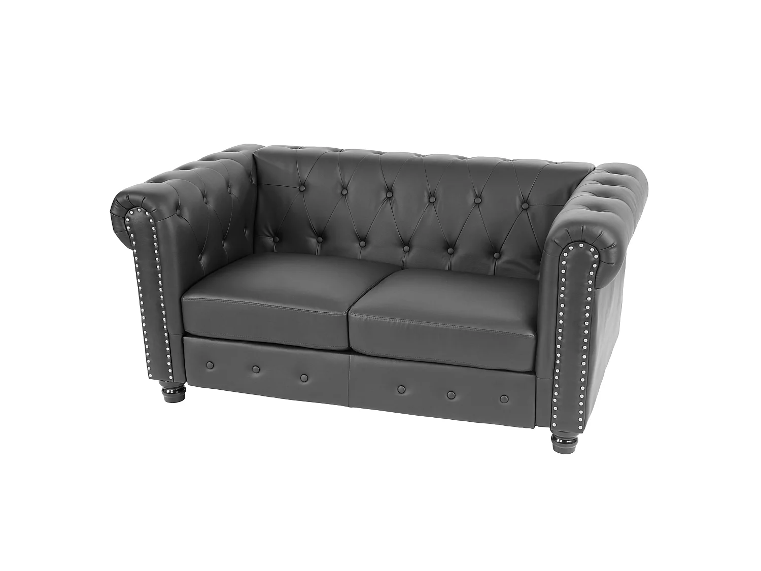 Luxus 2er Sofa Loungesofa Edinburgh, Runde Füße, schwarz