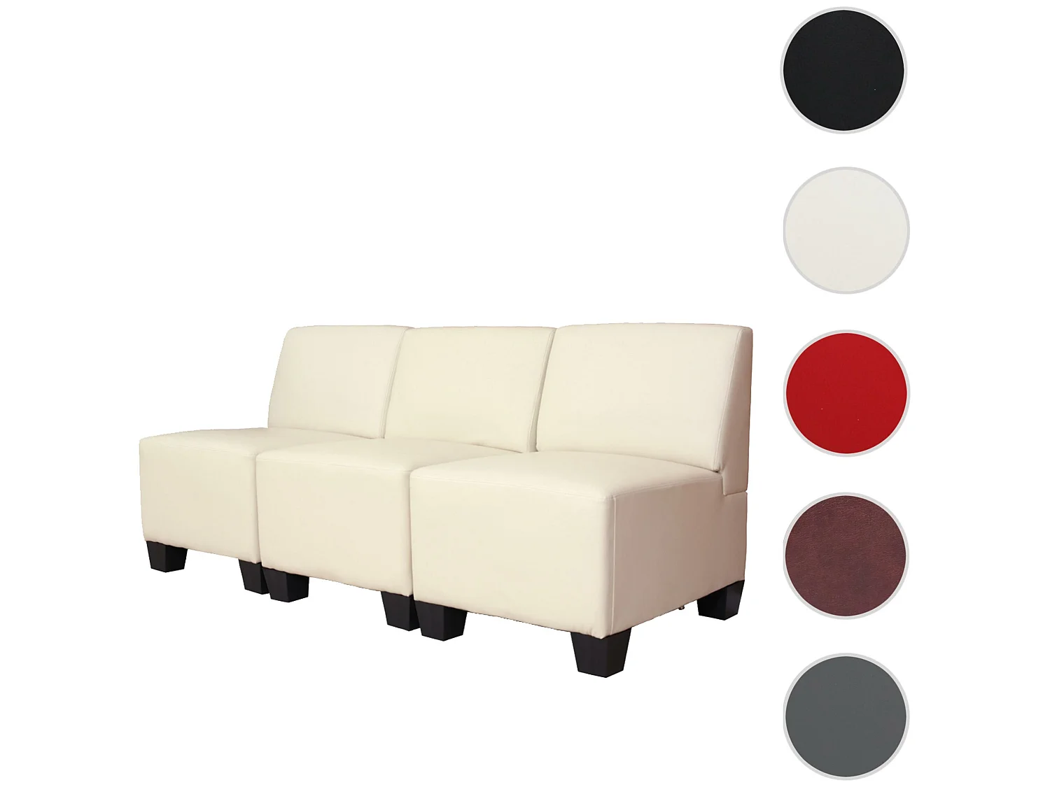 3-Sitzer Moncalieri, Creme, ohne Armlehnen