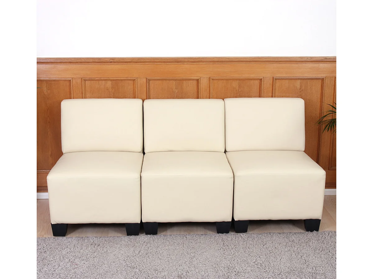 Canapé 3 places Moncalieri,  crème, sans accoudoirs