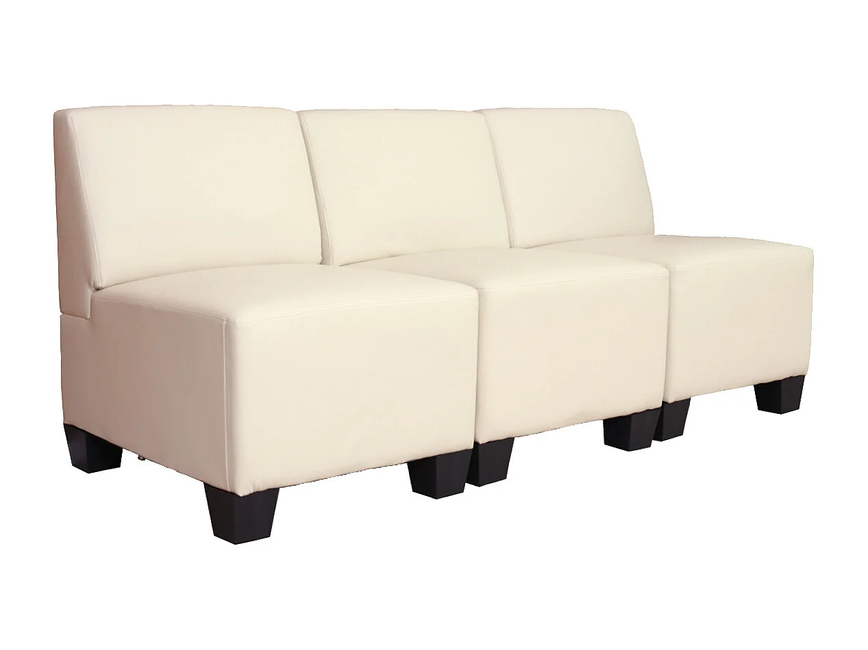 Canapé 3 places Moncalieri,  crème, sans accoudoirs