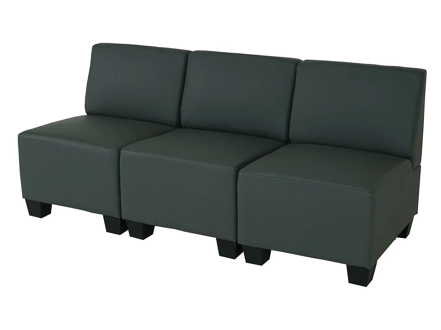 Canapé 3 places Moncalieri,  gris foncé, sans accoudoirs