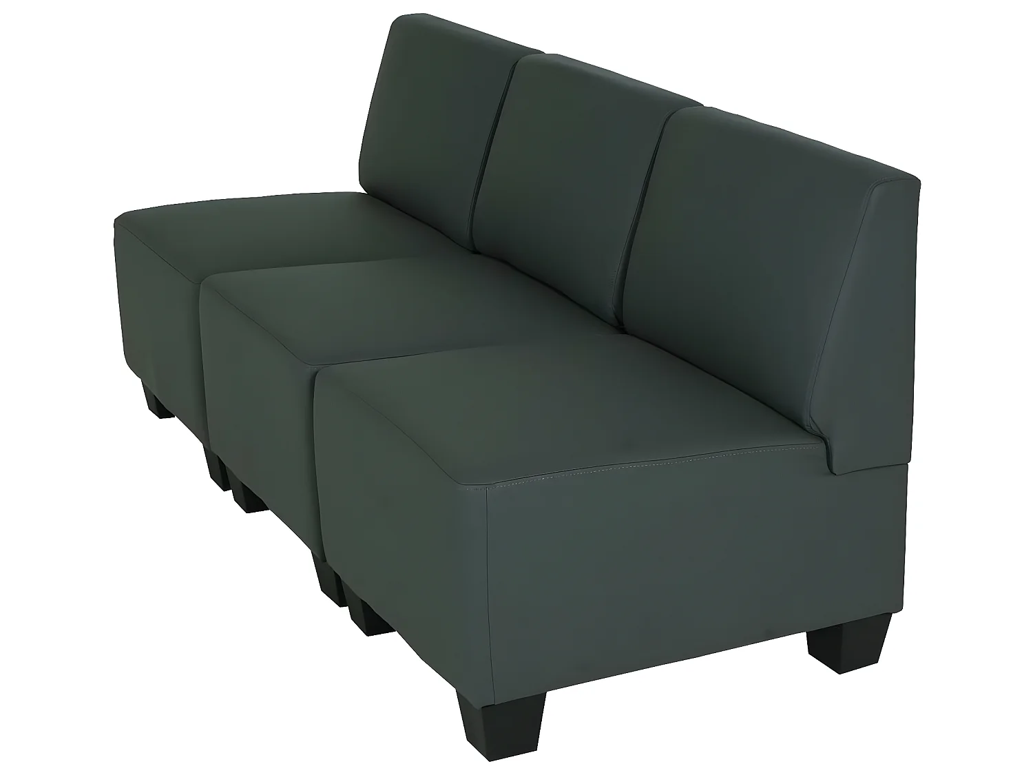 Canapé 3 places Moncalieri,  gris foncé, sans accoudoirs