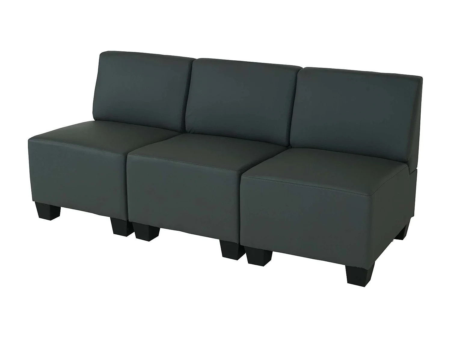 Moncalieri de 3 lugares,  cinzento escuro, sem apoios de braços