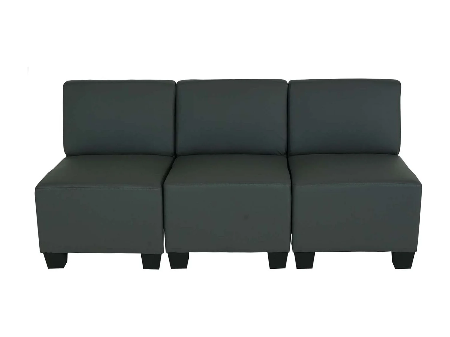 Moncalieri de 3 lugares,  cinzento escuro, sem apoios de braços