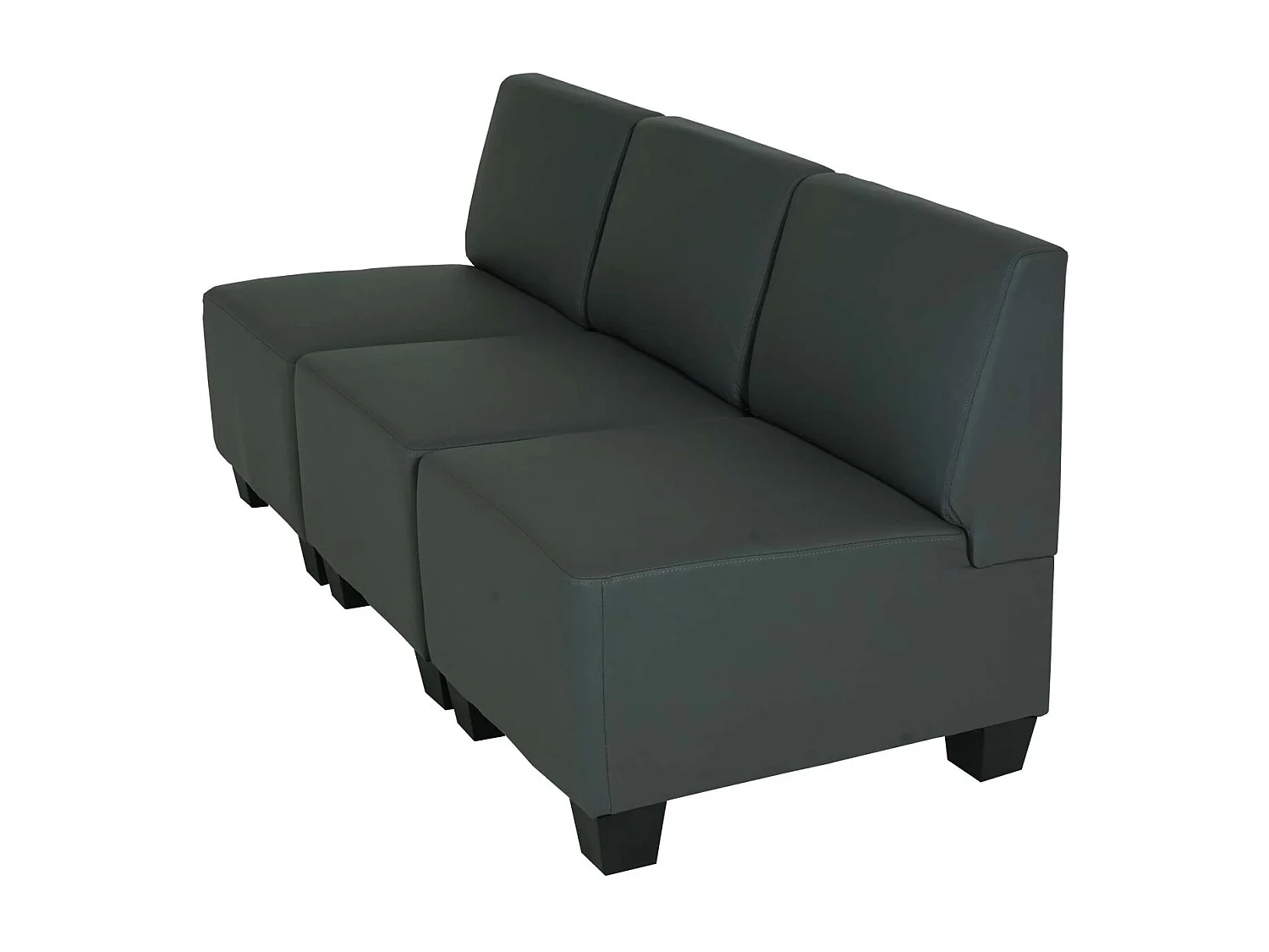 Moncalieri de 3 lugares,  cinzento escuro, sem apoios de braços