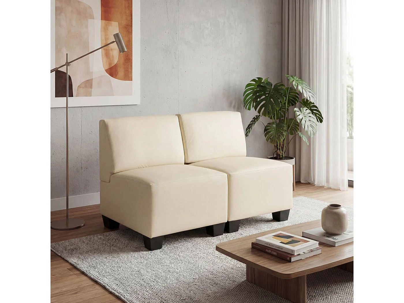 2-Sitzer Moncalieri, Creme, ohne Armlehnen