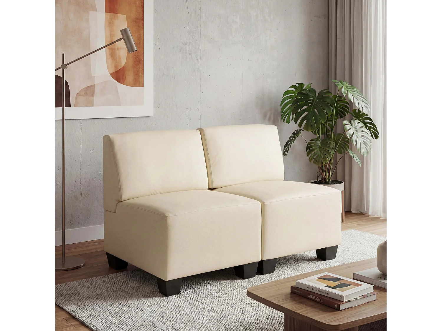 2-Sitzer Moncalieri, Creme, ohne Armlehnen