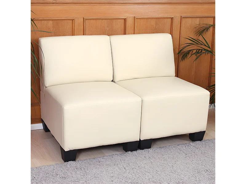 Canapé 2 places Moncalieri,  crème, sans accoudoirs