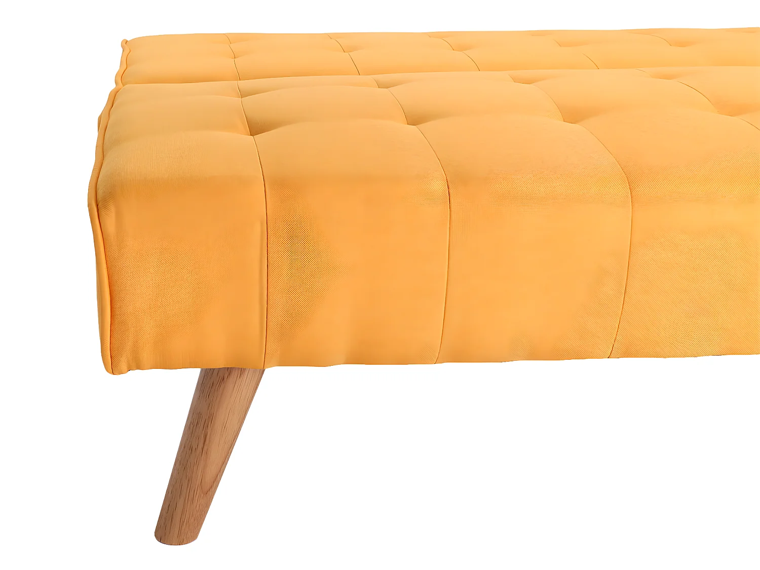 Divano letto angolare con penisola sofà reclinabile MCW-K38 legno tessuto giallo