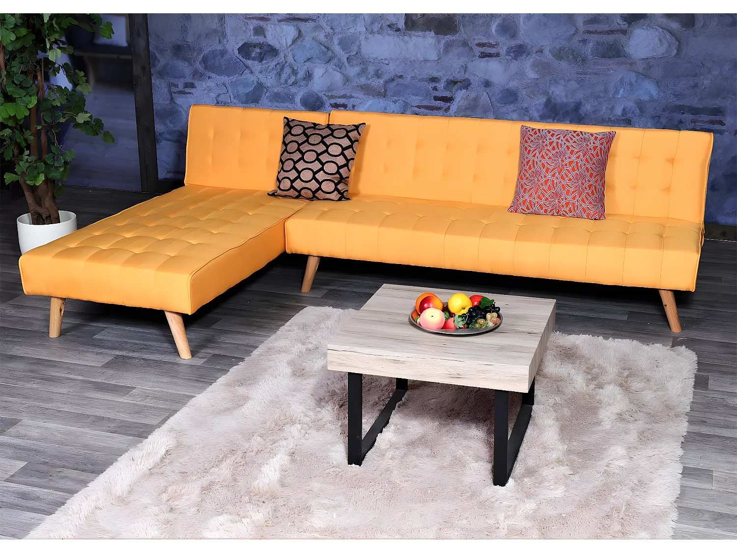 Sofa narożna MCW-K38,  żółty