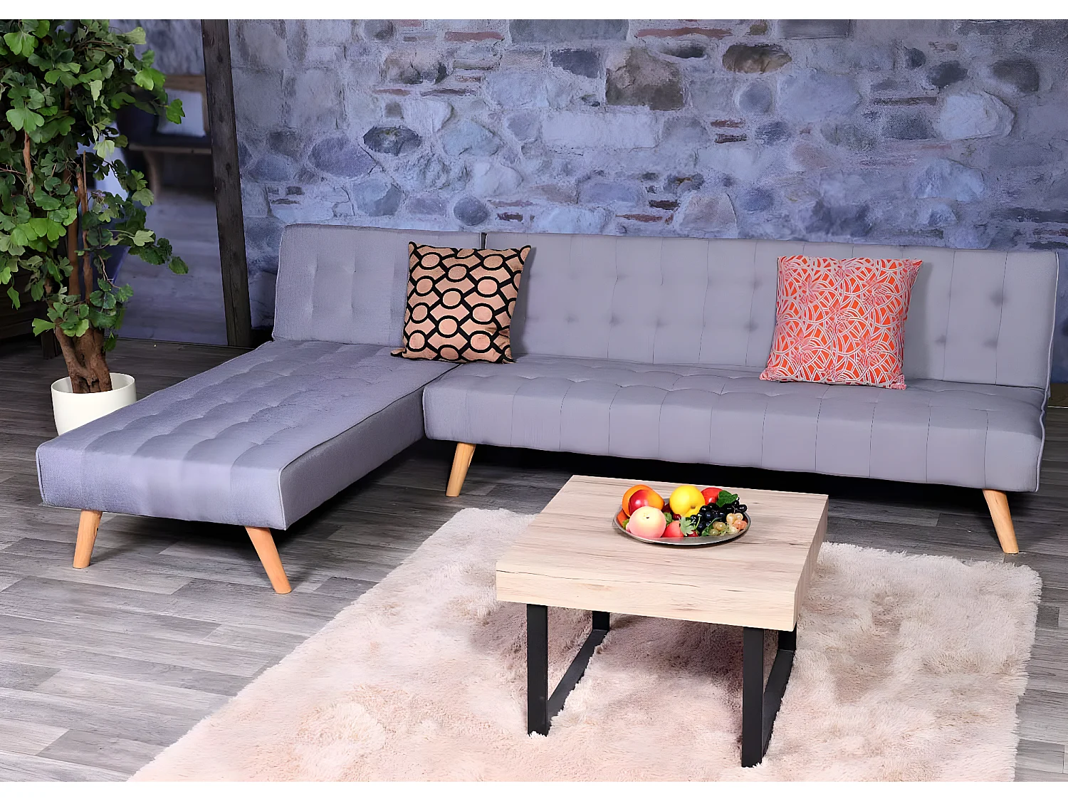 Ecksofa MCW-K38, Hellgrau