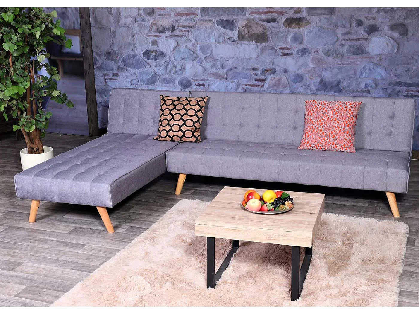 Ecksofa MCW-K38, Hellgrau