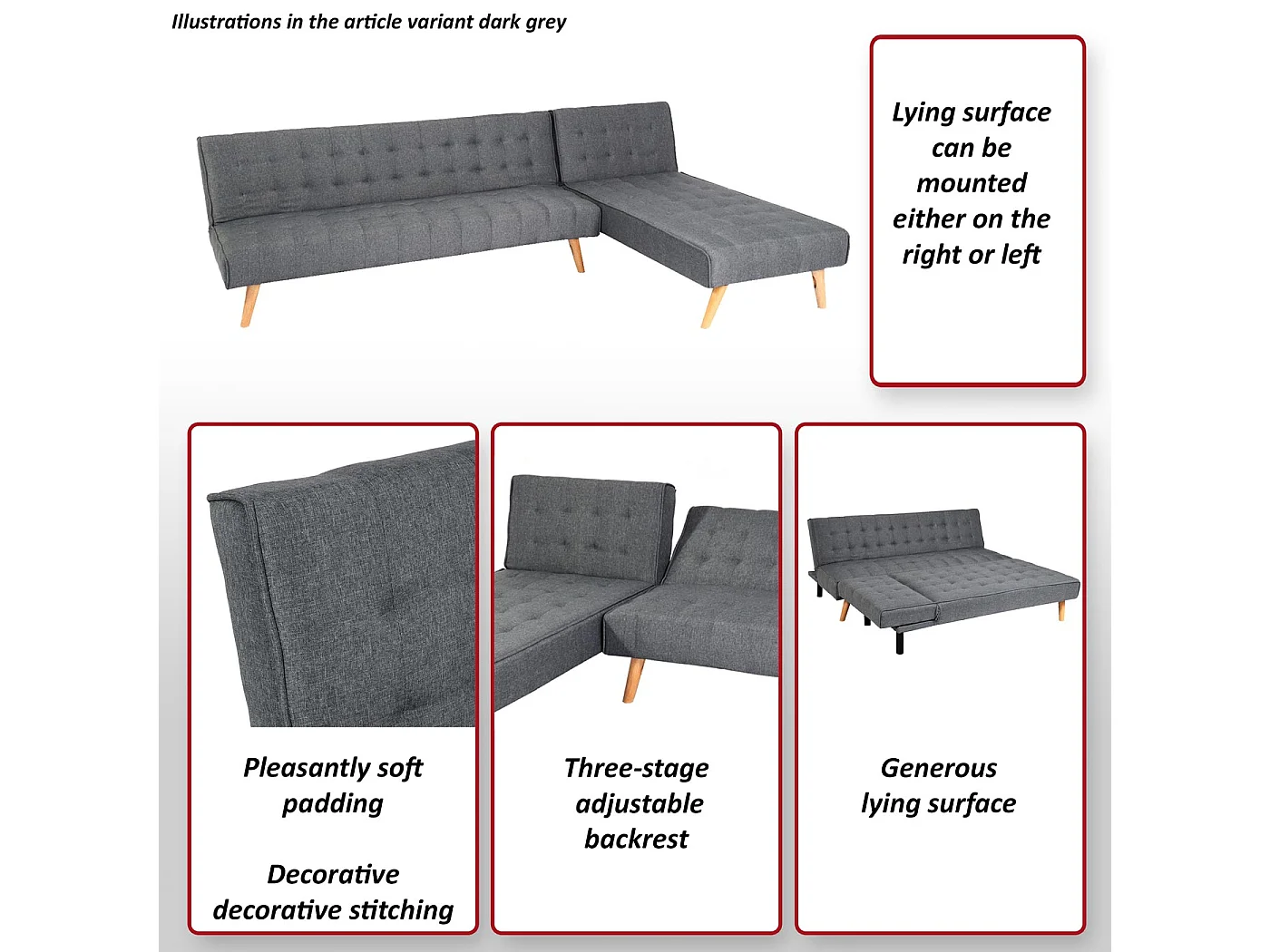 Ecksofa MCW-K38, Hellgrau