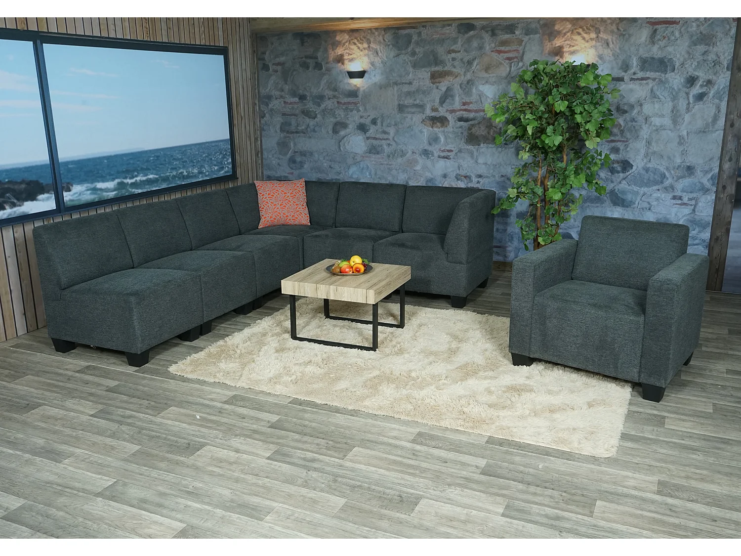 Sistema de sofás Moncalieri (7 piezas),  gris antracita