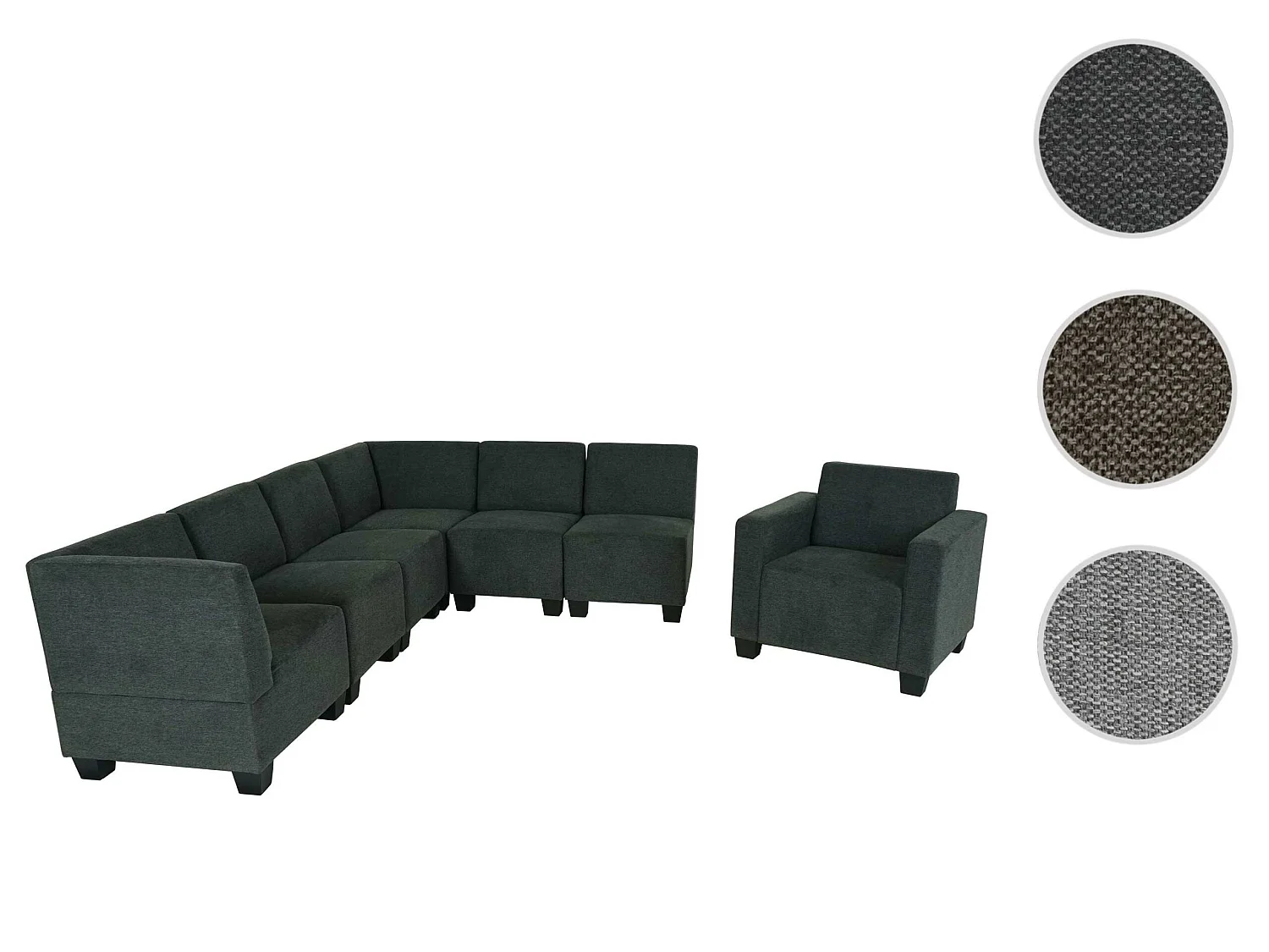 Sistema de sofás Moncalieri (7 piezas),  gris antracita