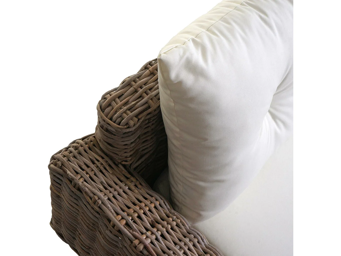 Divano MCW-M32, divano 4 posti in rattan sofà lounge con cuscini,209cm Kubu tessuto naturale/rivestimento tessile avorio