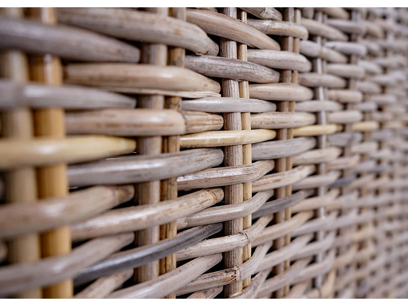 Sofa MCW-M32, 4-Sitzer Couch Rattansofa Loungesofa mit Kissen, 209cm Kubu Rattan natur Stoff/Textil Polster creme